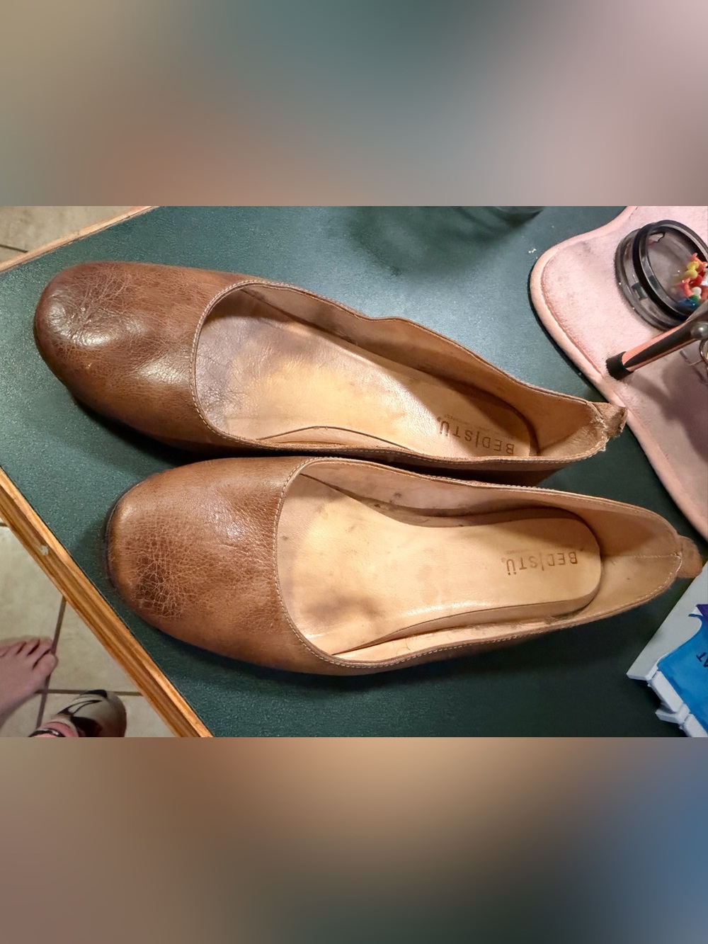 BED|STU Tan Leather Ballet Flats